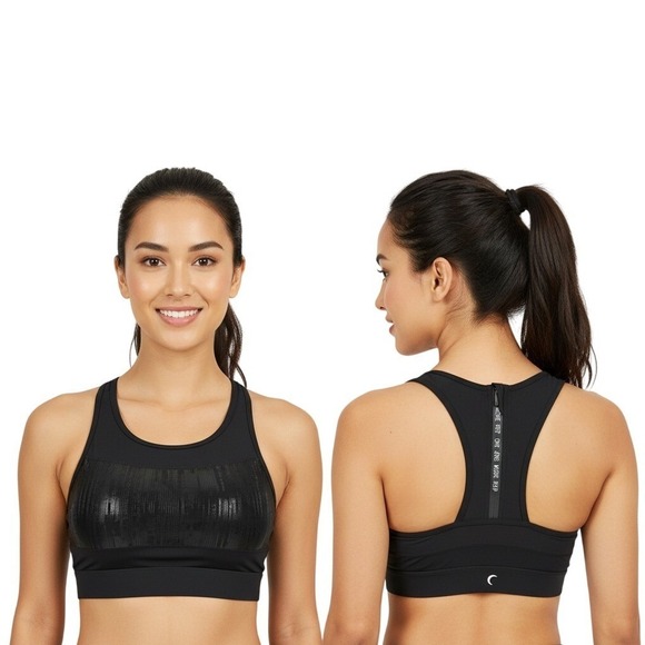 Zyia Active Other - Zyia Sports Bra Black One More Rep Women Mesh Racerback High Neck Athleisure